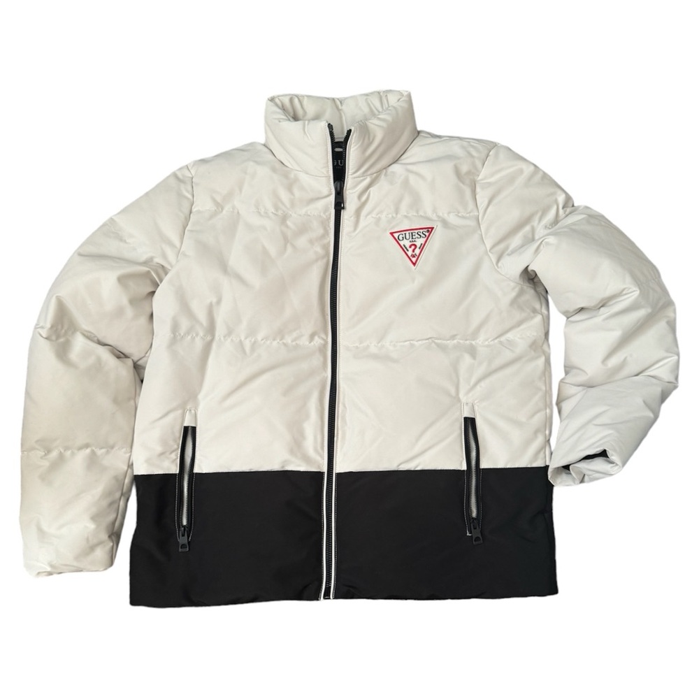 Guess | NWOT Men black and white Heavy-Weight Colorblock Puffer Jacket size L - Picture 5 of 11